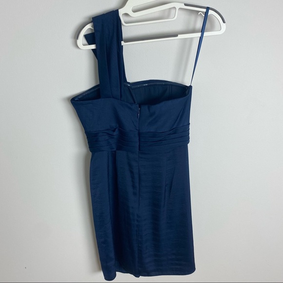 BCBGMaxAzria One Shoulder Cocktail Dress, Navy, Size 4 - Picture 4 of 4